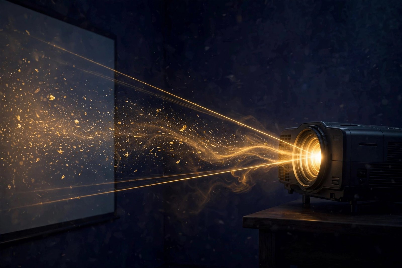 Projected light beam reversing back into the projector lens